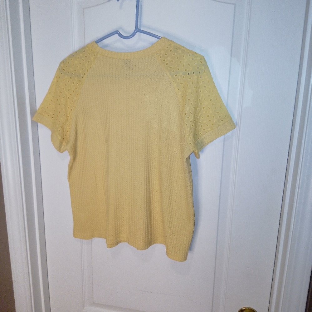 NWT/Shein / Yellow / Size : Large/ Solid Raglan Sleeve Tee - Picture 6 of 11
